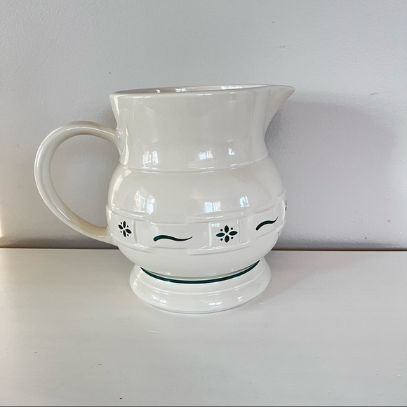 Longaberger ceramic woven traditions pitcher ivy and cream color - Picture 1 of 6